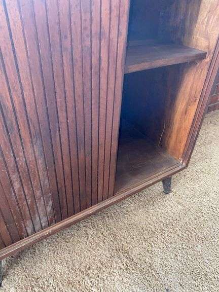 Wooden Cabinet with Sliding Doors- ONE DOOR BROKEN