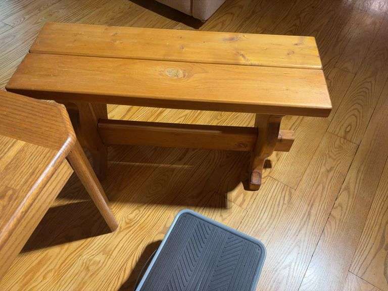 (2) wooden stands and step stool