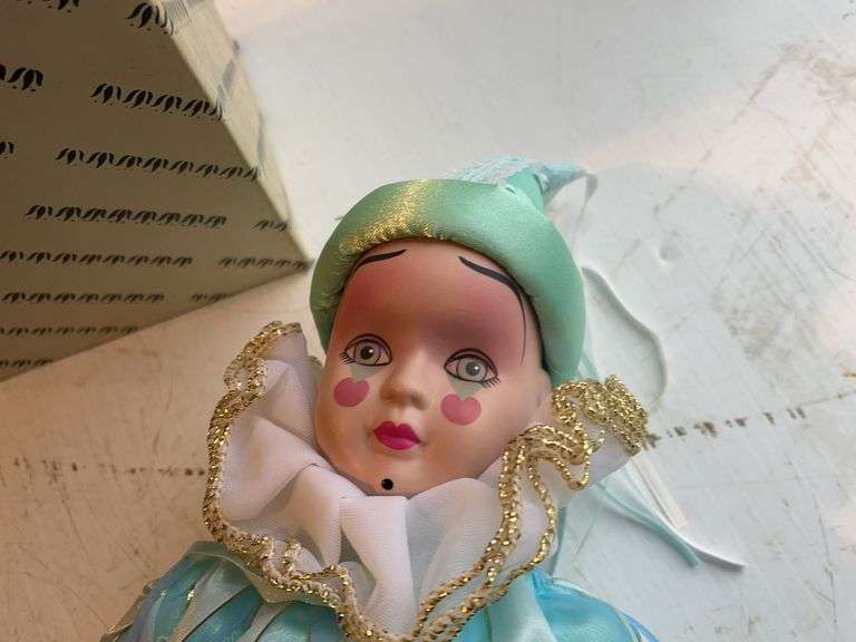 20” Pierrot Doll & Ceramic Lighted Christmas Tree