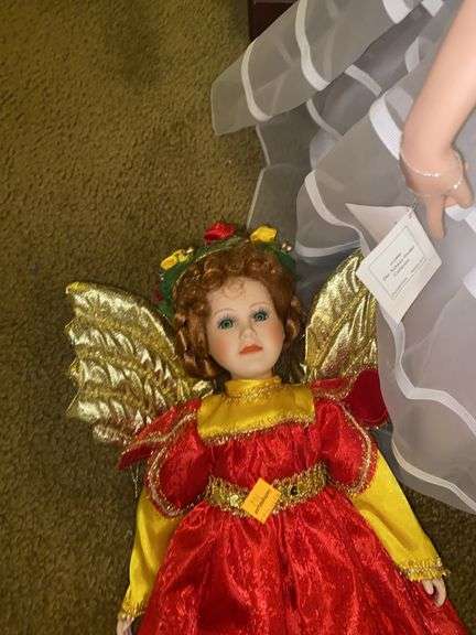 Seymour Mann Connoisseur Collection Christmas Angel Porcelain Doll, Ashton Drake 1999 Bridal Porcela
