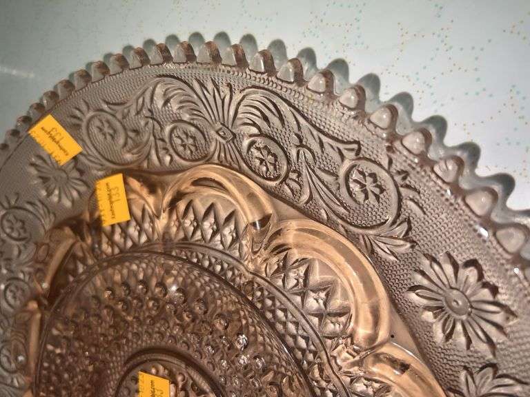 Pink Uranium Glass Platter and Plate