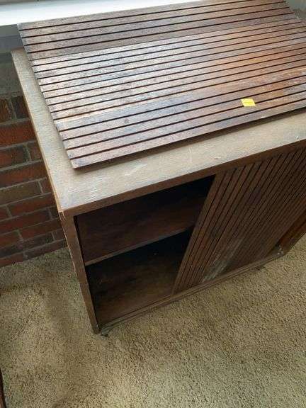 Wooden Cabinet with Sliding Doors- ONE DOOR BROKEN