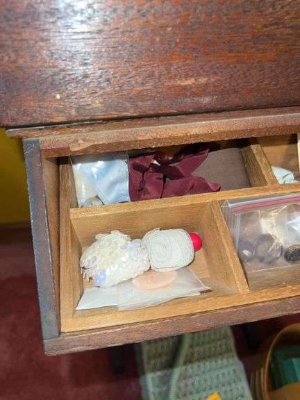 Sewing Stand with Contents, Sewing Box with Contents, Sewing Supplies