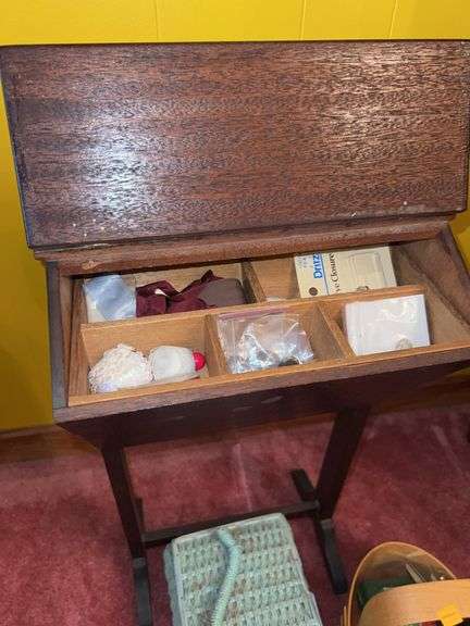 Sewing Stand with Contents, Sewing Box with Contents, Sewing Supplies
