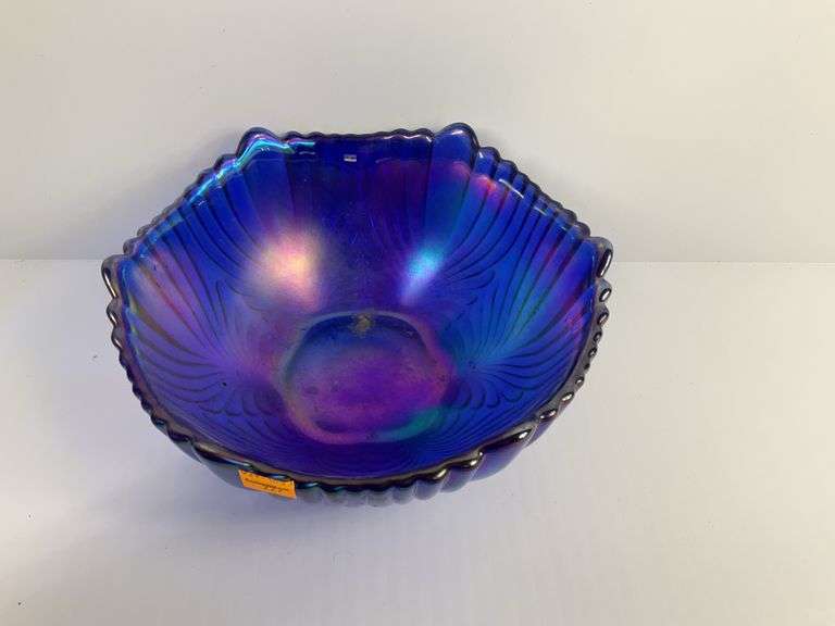 Vintage Blue Fenton Carnival Glass Bowl
