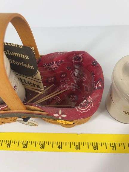 Longaberger Barbecue Buddy Basket with Salt and Pepper Crocks