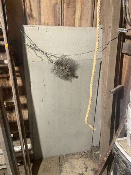 Contents of corner including buckets, roping, scrap wood and more