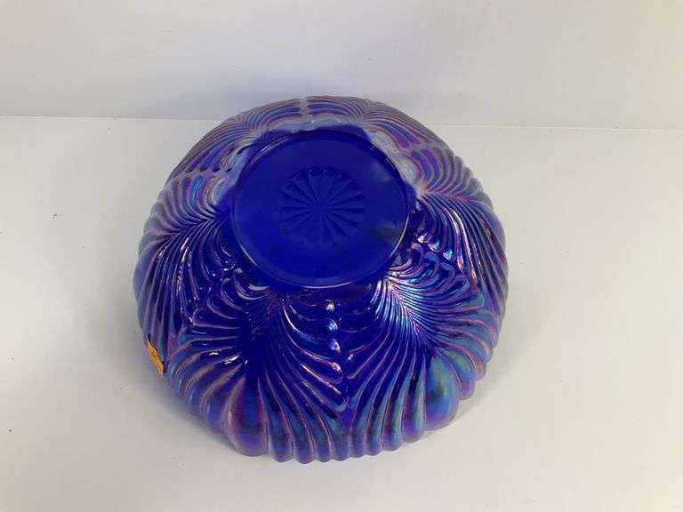 Vintage Blue Fenton Carnival Glass Bowl