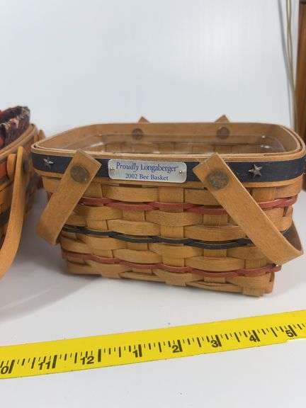 Longaberger Bee Basket, Mini Waste Basket, 2 Handled Baskets