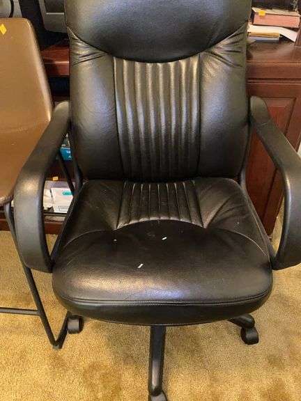 Black Rolling Office Chair, Leather Barstool