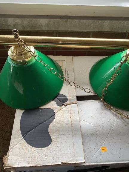 Green Double Bar Light with Chain, Large Box of Assorted Glassware