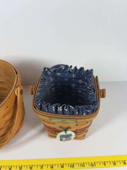 2 Round Longaberger Fruit Baskets, 1 Square Bee Basket
