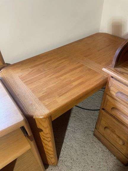 (3) wooden office desks