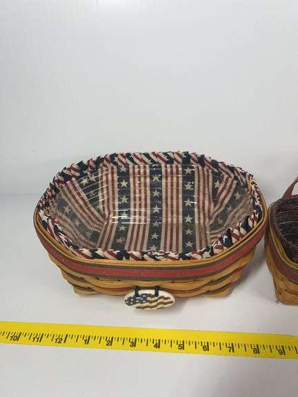 2002 Longaberger Traditions Christmas Basket, Longaberger Small Basket, Longaberger Blue Ribbon All