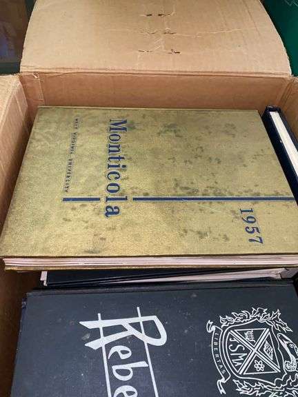 Large Box of Assorted Yearbooks and Books