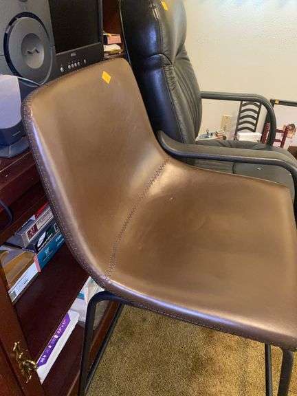 Black Rolling Office Chair, Leather Barstool