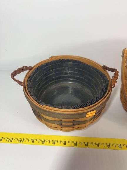 2 Round Longaberger Fruit Baskets, 1 Square Bee Basket