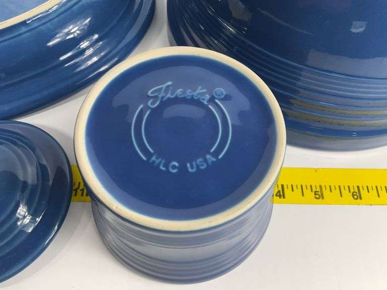 Blue Fiestaware Bowl, Platter, Sugar Bowl