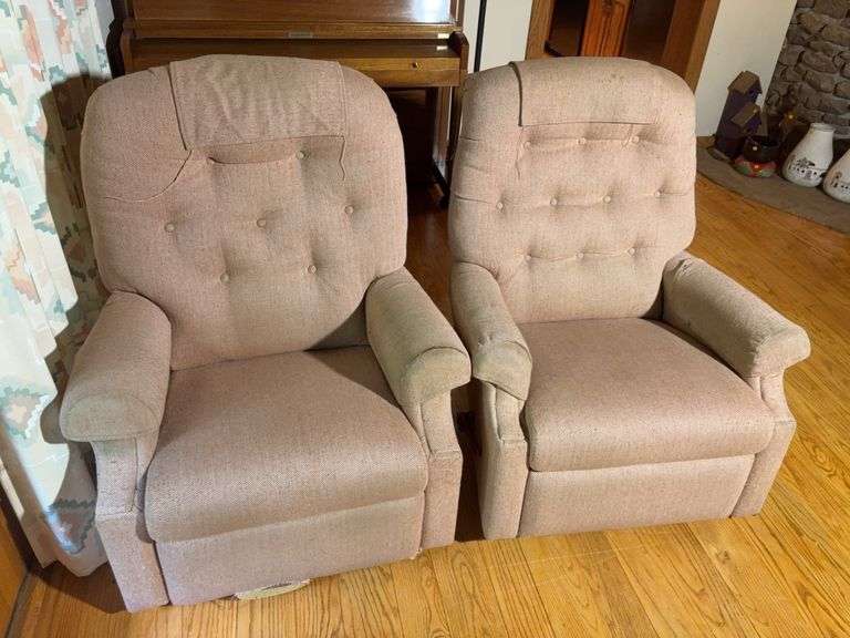 (2) matching recliners - (1) has rip