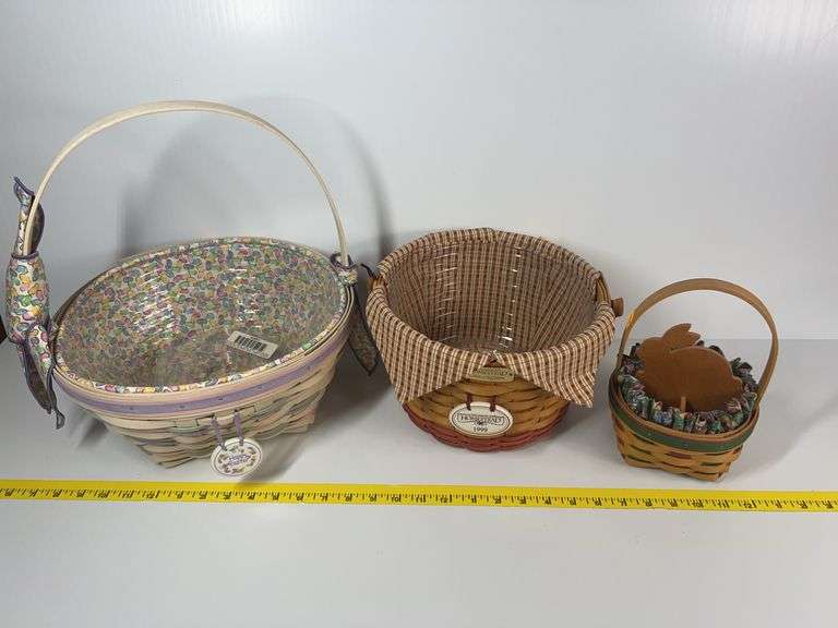Longaberger Happy Easter Basket, 1999 Longaberger Collectors Club Homestead Basket, Longaberger Smal