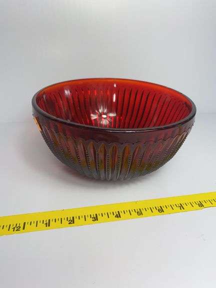 Vintage Ruby Red Glass Serving Bowl