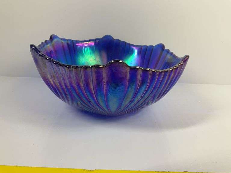 Vintage Blue Fenton Carnival Glass Bowl