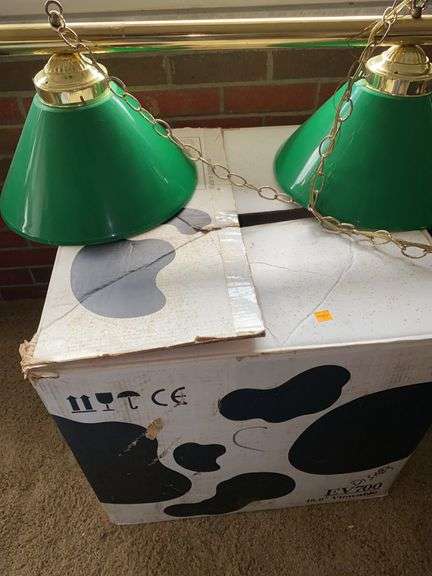 Green Double Bar Light with Chain, Large Box of Assorted Glassware
