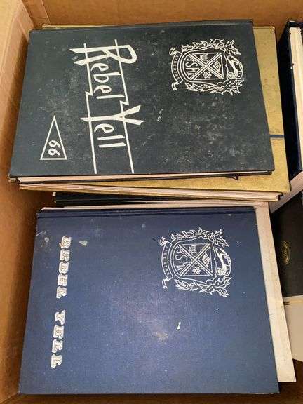 Large Box of Assorted Yearbooks and Books