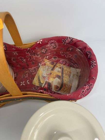 Longaberger Shaker Taker Basket and 2 Crocks