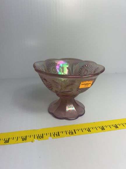Fenton Lilac Carnival Glass Compote