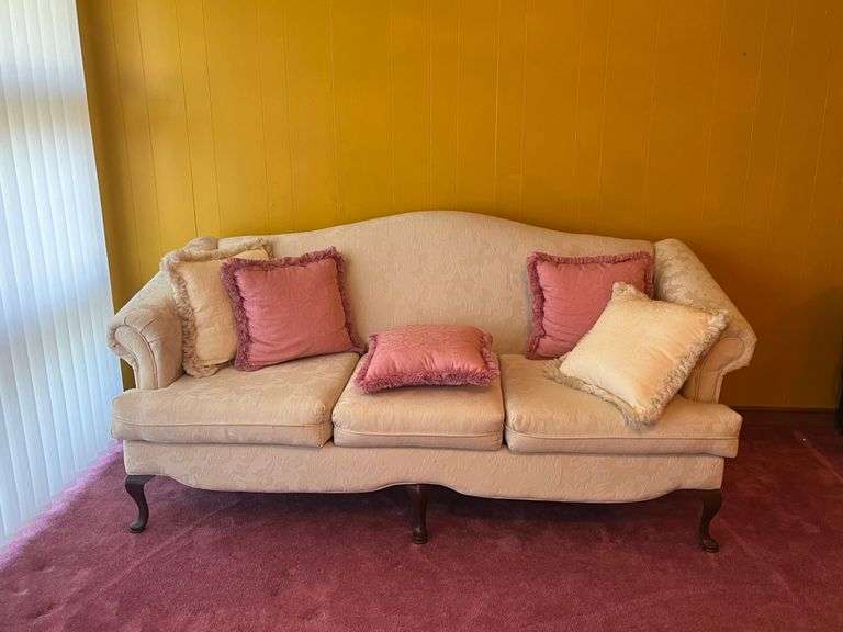 Victorian Style 3 Cushion Sofa and Pillows