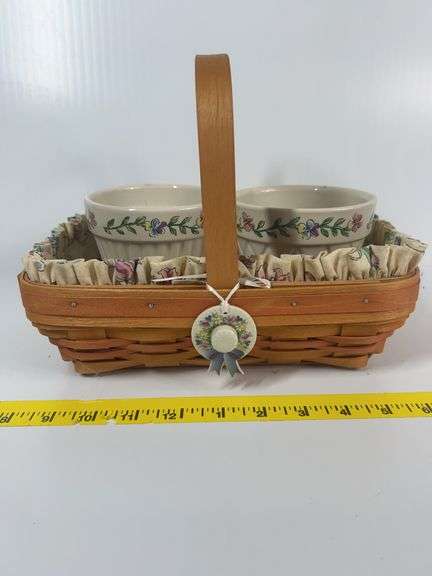 Longaberger Mother’s Day Early Blossoms Basket and Pottery Flower Pots