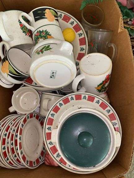 Box of Christmas Dishware