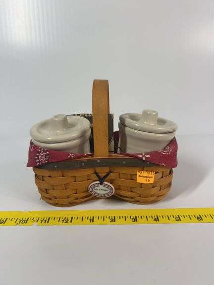 Longaberger Barbecue Buddy Basket with Salt and Pepper Crocks