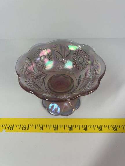 Fenton Lilac Carnival Glass Compote