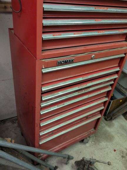 Homak 2-piece tool chest on wheels with contents