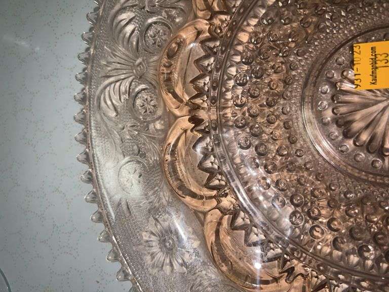 Pink Uranium Glass Platter and Plate
