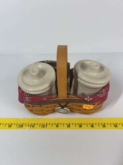 Longaberger Barbecue Buddy Basket with Salt and Pepper Crocks