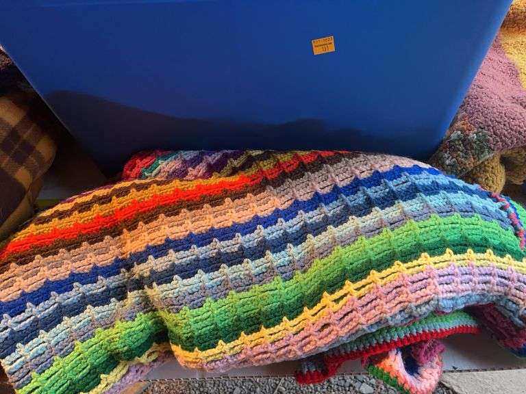 Tote with Afghans and Blanket