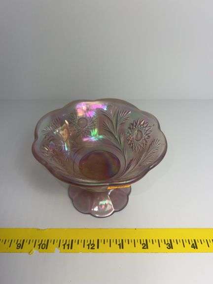 Fenton Lilac Carnival Glass Compote