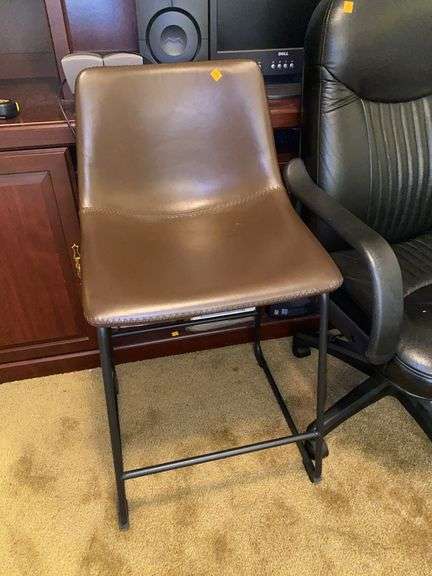 Black Rolling Office Chair, Leather Barstool
