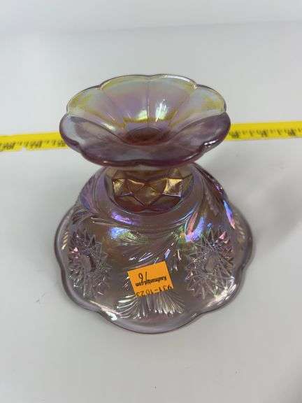 Fenton Lilac Carnival Glass Compote