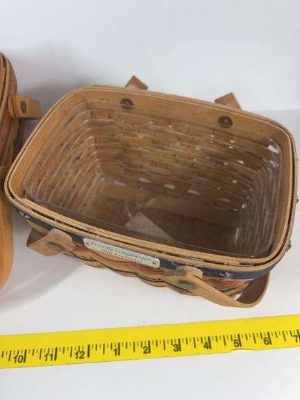 Longaberger Bee Basket, Mini Waste Basket, 2 Handled Baskets