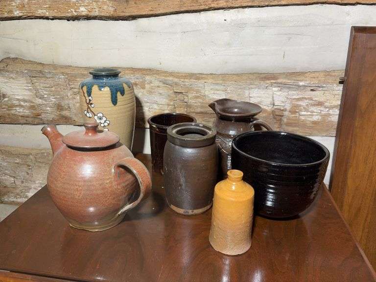 Ceramic pieces - pitcher, vase, and more - some homemade