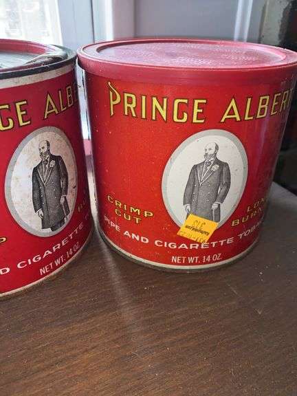 (2) Vintage Prince Albert Tobacco Cans, (2) Vintage Sir Walter Raleigh Tobacco Cans