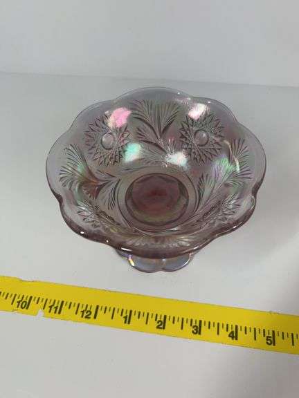 Fenton Lilac Carnival Glass Compote
