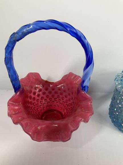 2 Fenton Baskets, 1 Fenton Candy Dish ( All 3 Pieces Damaged)