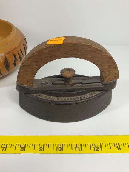 Vintage Sad Iron, Vintage Copper Tea Pot, Vintage Sifter, Nut Cracker Bowl