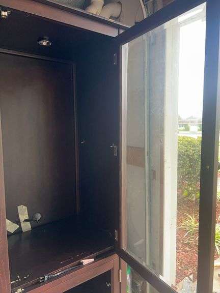 Wooden Cabinet with Light, ONE GLASS DOOR MISSING