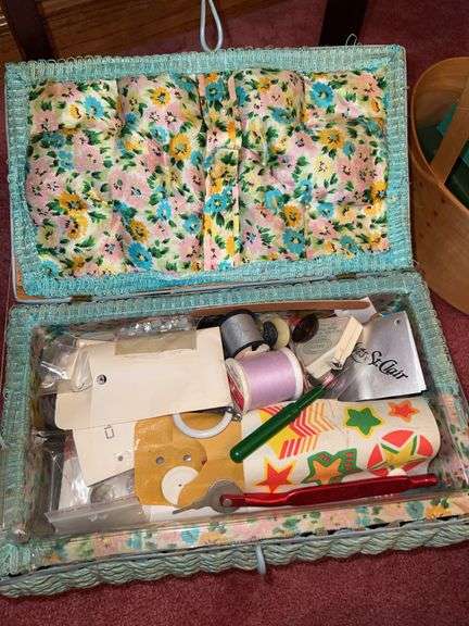 Sewing Stand with Contents, Sewing Box with Contents, Sewing Supplies